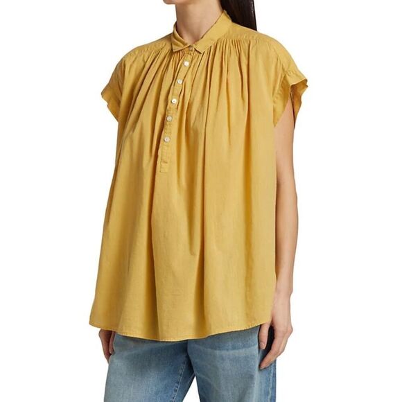 Nili Lotan Tops - Nili Lotan Normandy Blouse Women’s XS Yellow Cotton Pleated